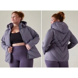 NWT Athleta Inlet Jacket Plus 1X 18W Nightfall Purple Zip Pockets Removable Hood